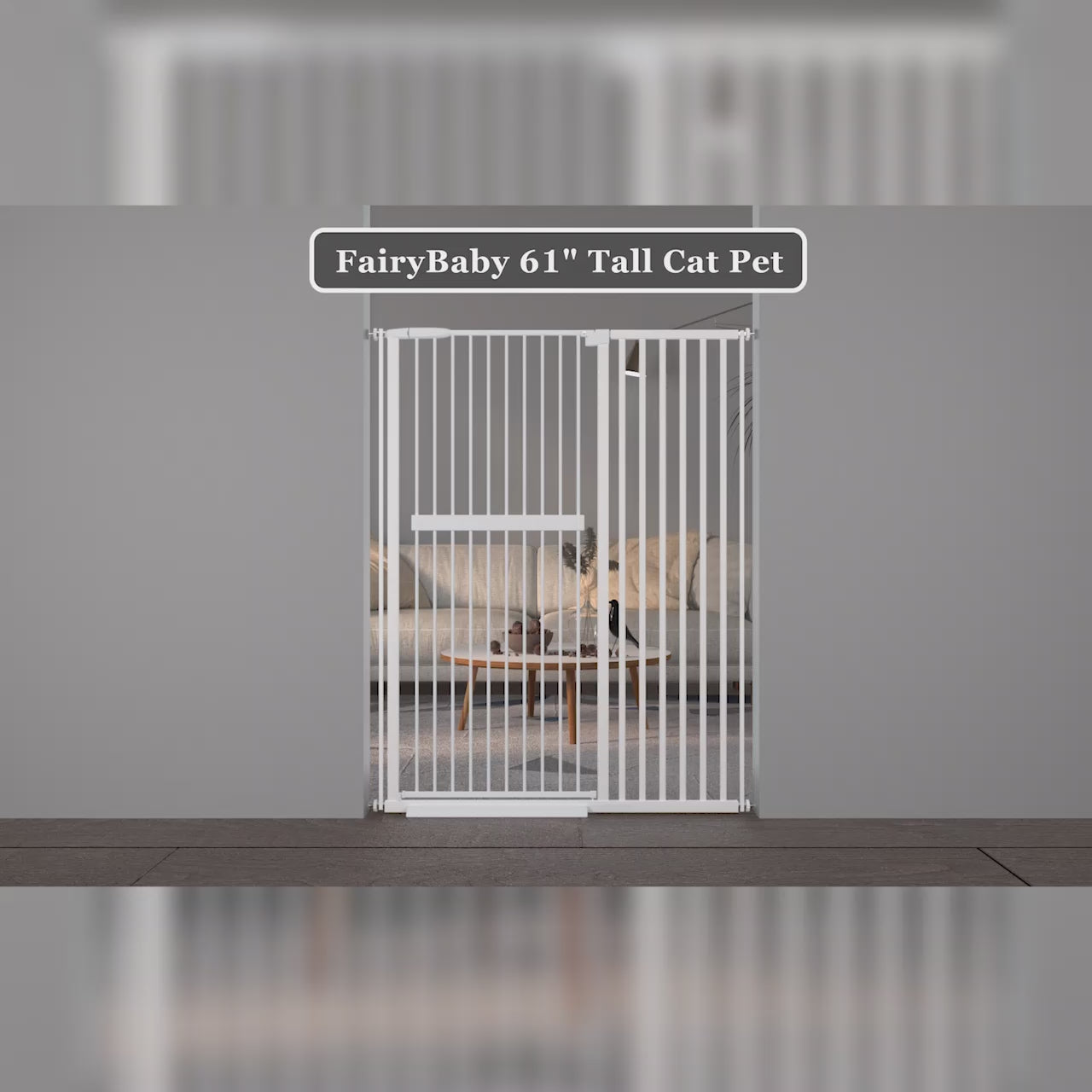 61" Extra Tall Cat Gate with Extra Wide Walk Through FairyBaby