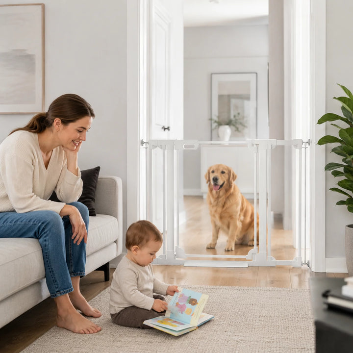 30" Tall Clear Acrylic Baby & Pet Gate - Modern Pressure Mounted Safety Gate