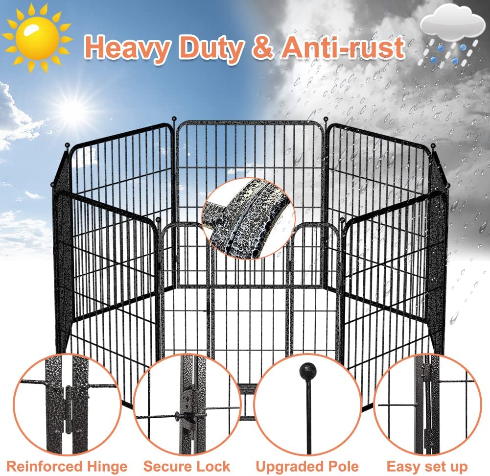 FairyBaby 31.5" Tall Durable Metal Design 8 Panels Dog Playpen Fence - FairyBaby
