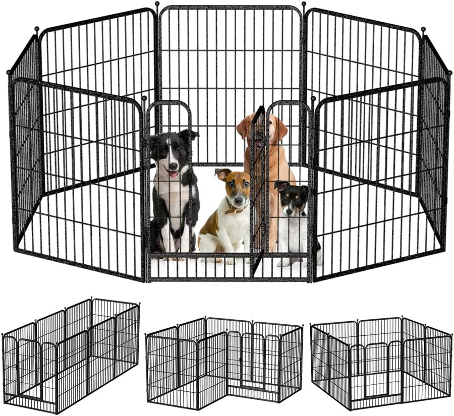 FairyBaby 31.5" Tall Durable Metal Design 8 Panels Dog Playpen Fence - FairyBaby