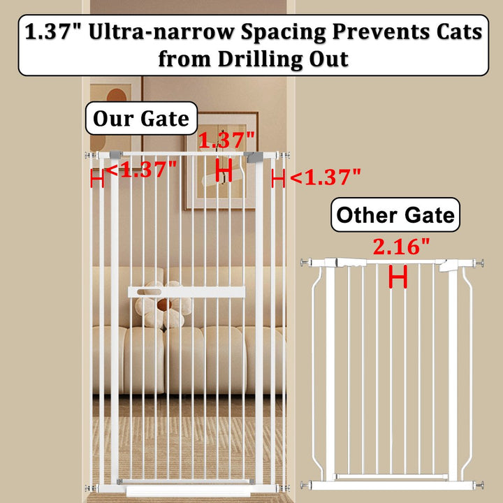 FairyBaby 72" Tall Cat Gate with Narrow Bar Spacing - FairyBaby