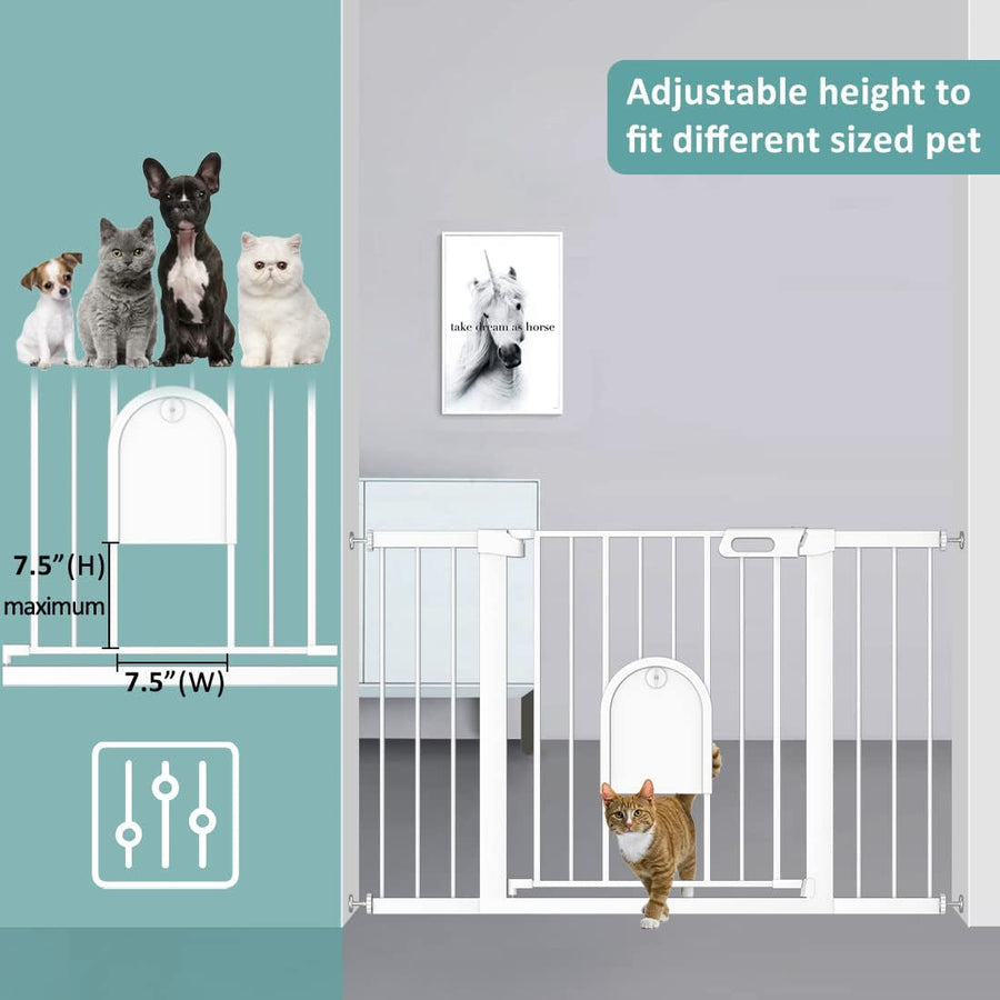 FairyBaby Baby Gate with Adjustable Cat Door & 2Year Warranty