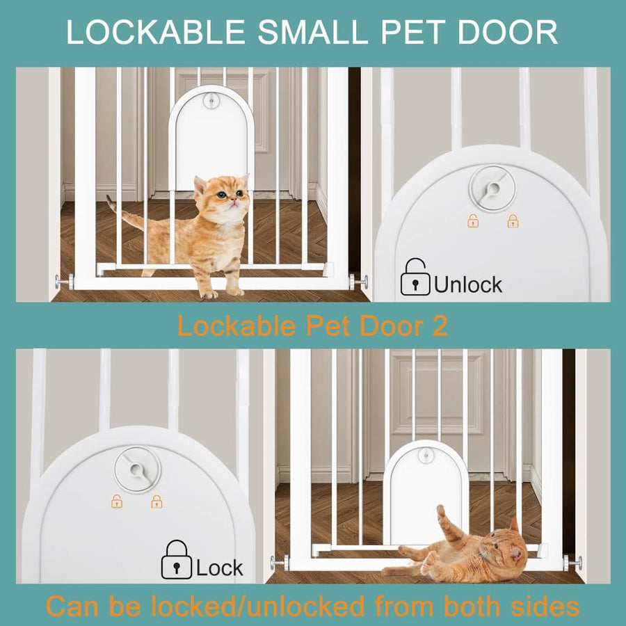 FairyBaby Baby Gate with Adjustable Cat Door & 2Year Warranty