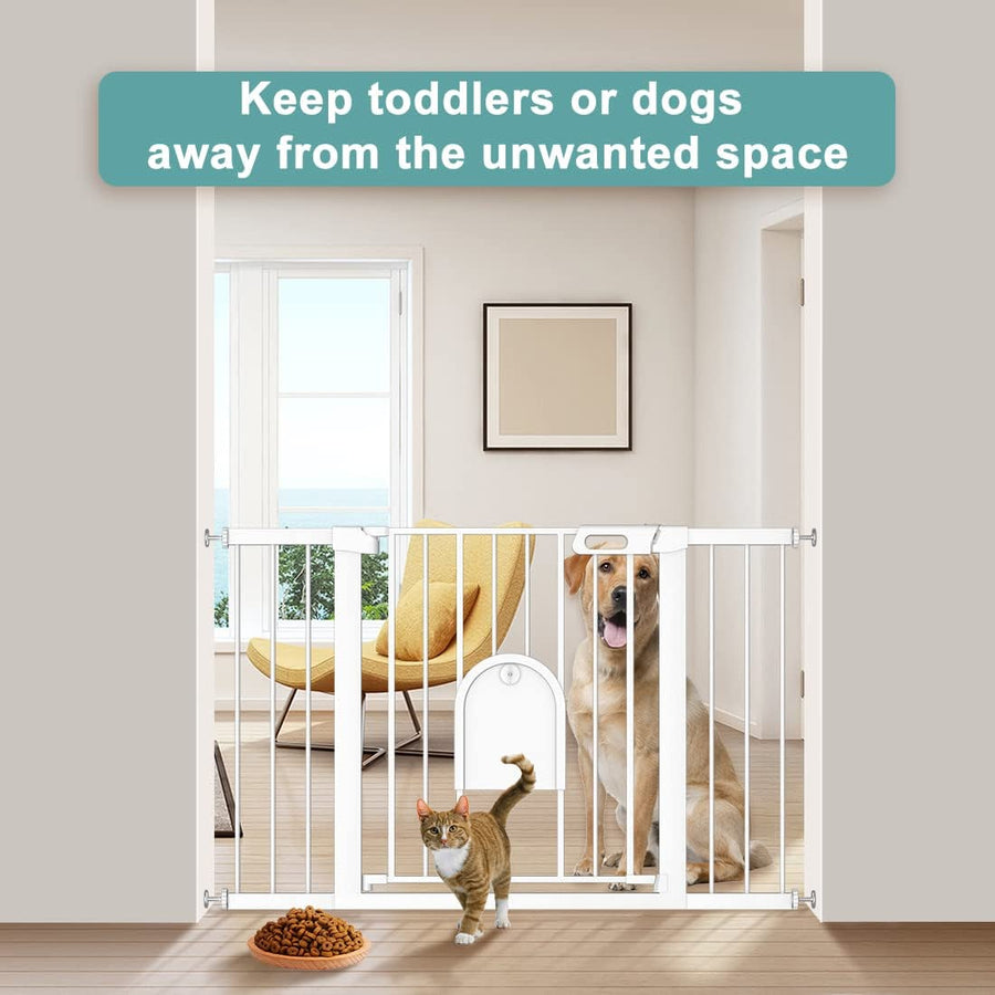 FairyBaby Baby Gate with Adjustable Cat Door & 2Year Warranty