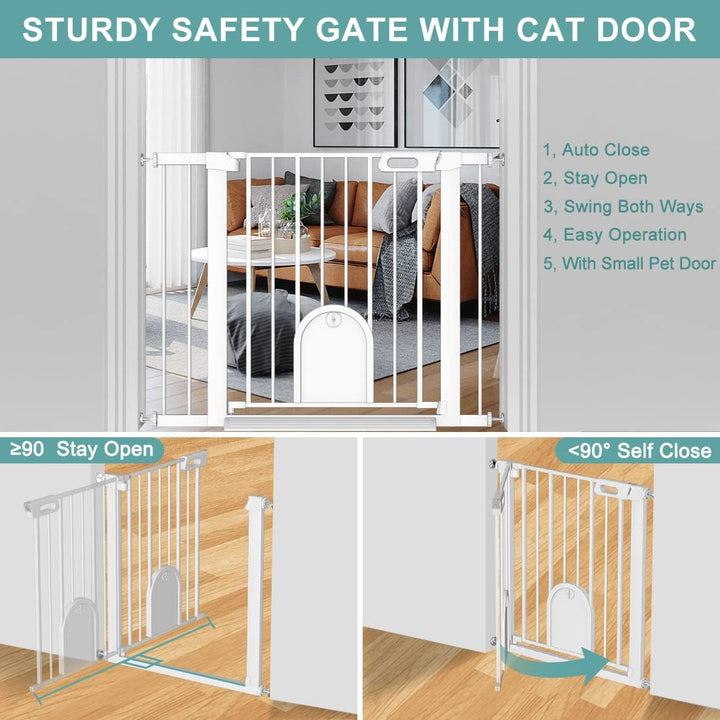 FairyBaby Premium Quality Baby Gate with Cat Door 