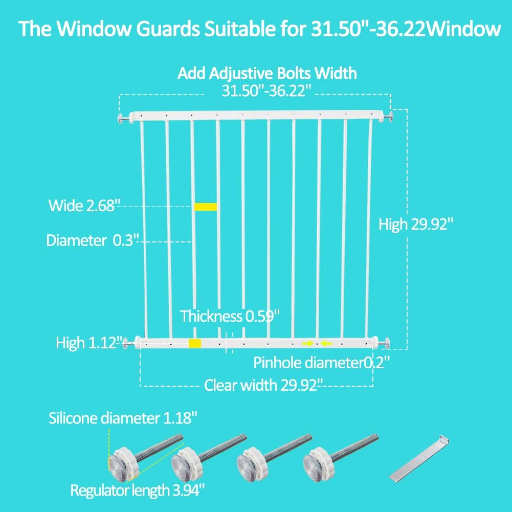FairyBaby Pressure Mounted Window Guard for Kids White/Black - FairyBaby